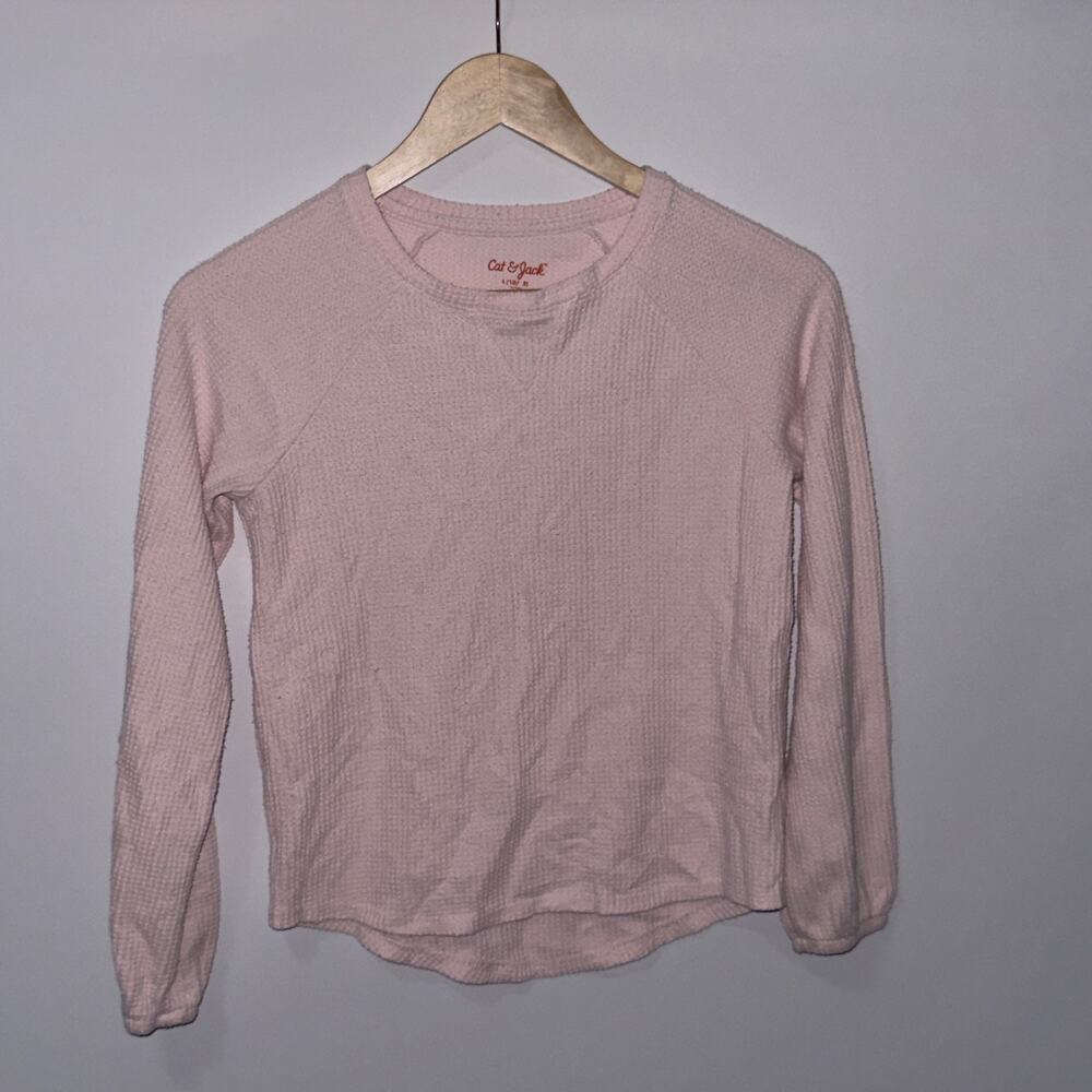 Cat & Jack Light Pink Waffle Knit Thermal Top | Girls Size L (10/12)